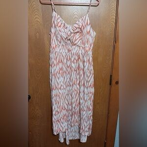 Nine West Spaghetti Strap Sundress with Orange and White Zebra Like  Print